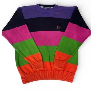 Vintage Tommy Hilfiger Multicolor Striped Crewneck Sweater 100% cotton Medium
